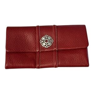 Brighton Red Leather Tri-Fold Wallet Vintage EUC